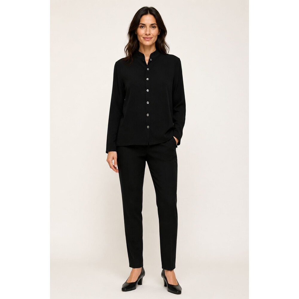 NWOT Bryan Walker Black Long Sleeve Mandarin Collar Top Size M